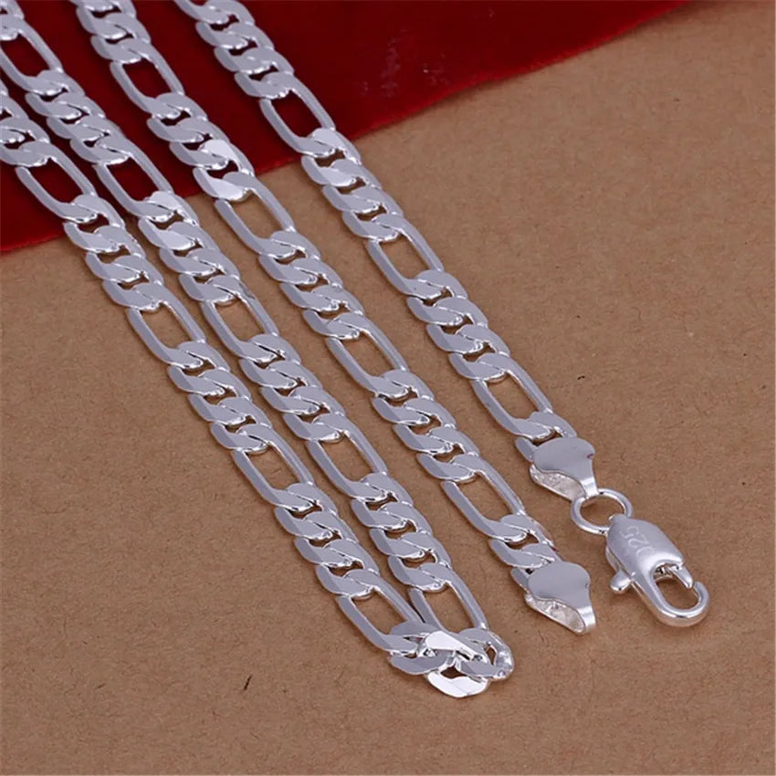 Collier Homme 6MM en Argent Sterling 925 – Chaîne Plate de Haute Qualité, Bijou de Mode Solide pour Hommes et Femmes,