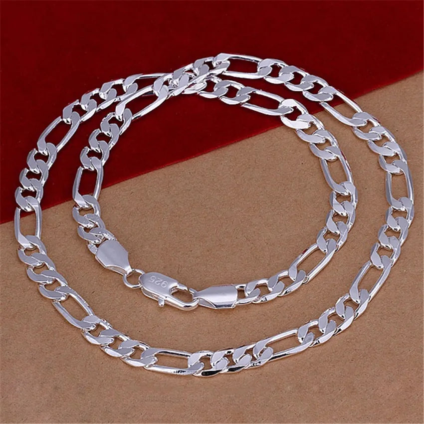 Collier Couleur Argent avec Poinçon 925 – Chaîne Solide 8MM de Haute Qualité pour Hommes et Femmes, Bijou de Mode Élégant,
