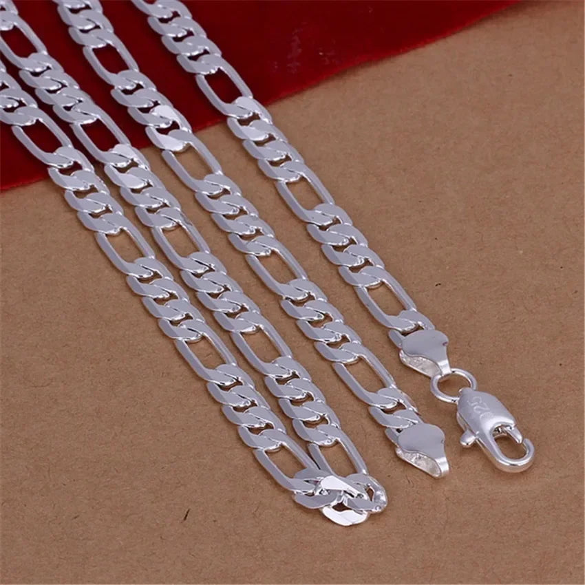 Collier Chaîne Plate Solide 6MM en Argent Sterling 925 (45-60CM) pour Hommes et Femmes