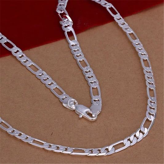 Collier Chaîne Plate Solide 6MM en Argent Sterling 925 (45-60CM) pour Hommes et Femmes