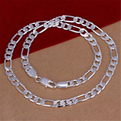 Collier Couleur Argent avec Poinçon 925 – Chaîne Solide 8MM de Haute Qualité pour Hommes et Femmes, Bijou de Mode Élégant,