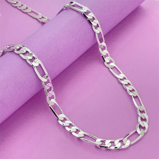 Collier Chaîne Plate Solide 6MM en Argent Sterling 925 (45-60CM) pour Hommes et Femmes